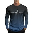 thumbnail image 2 of Fnnxeal Mens Graphic Shirts, Fall Winter Casual Long Sleeve Classic Crew Neck Navy Lightweight Shirts for Men Size 2XL, 2 of 5