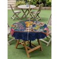 thumbnail image 4 of Outdoor Tablecloth with Umbrella Hole for Patio/Picnic/Party/Camping, Nautical Coastal Waterproof Table Cloth Round Cover Washable, Ocean Flip Flops Coral Starfish Flowers Blue (Dia 60"), 4 of 8