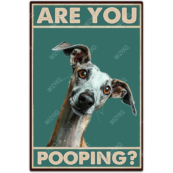 Dog Metal Signs Greyhound Are You Pooping Funny Tin Sign Vintage Aluminum Signs Wall Decor Home Plaques for Bathroom Toilet Yard 8×12 Inches