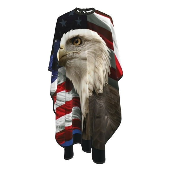 Bald Eagle American Flag Salon Barber Cape - Professional Hairdressing Waterproof Hair Cutting Cape With Adjustable Snap Closure-Haircut Apron For Hair Stylist And Home Use-55''X66''
