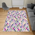 thumbnail image 2 of Geometric Turkish Area Rug, Raindrops Doodle Style Creative Leaf Shaped Colorful Girls Theme, Soft Carpet for Living Room Decor with Distressed Look, 5.2' X 7.6', Magenta, by Ambesonne, 2 of 4
