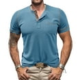 thumbnail image 4 of PEASKJP Mens Muscle Slim Henley Shirts Crewneck T-Shirt Gym Workout Athletic Shirt Tees with Button (BU2,M), 4 of 6