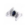 thumbnail image 1 of Rylos Bague de Designer Florale en Or Blanc 14K avec Pierre Précieuse Ovale 6x4 mm et Diamants Étincelants - Bijou Saphir Pierre de Naissance Taille 6, 1 of 7