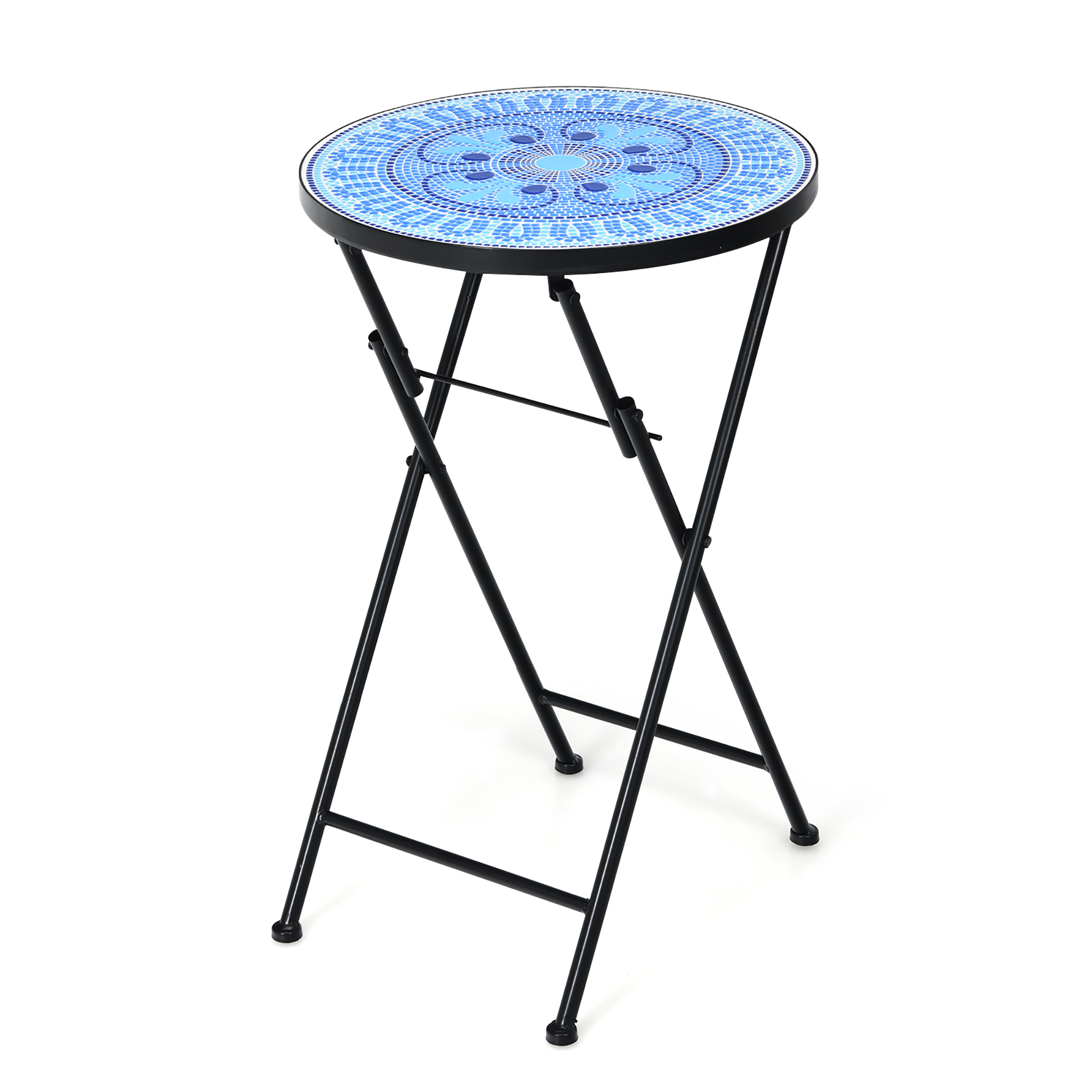Costway Folding Mosaic Side Table Accent Table Bistro End Table Light