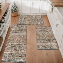 Farmhouse Kitchen Rugs Set 3 Piece, Boho Kitchen Mats for Floor, Non-Slip Kitchen Rug Waterproof Mats for Kitchen, Runner Rugs for Hallway Laundry Holiday Sink Decor
