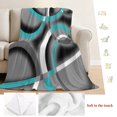 thumbnail image 5 of Turquoise Geometric Throw Blanket for Couch, Soft Lightweight Flannel Fleece Blanket, Grey Classic Abstract Lines Striped Microfiber Plush All Season Decorative Blankets Gifts for Sofa Bed 50"x60", 5 of 9