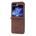 thumbnail image 4 of Case Designed for Samsung Galaxy Z Flip 5 5G, Premium PU Leather Classic for Men Women Shockproof Ultra Slim Drop Protective Phone Case Cover for Samsung Galaxy Z Flip 5, Brown, 4 of 6