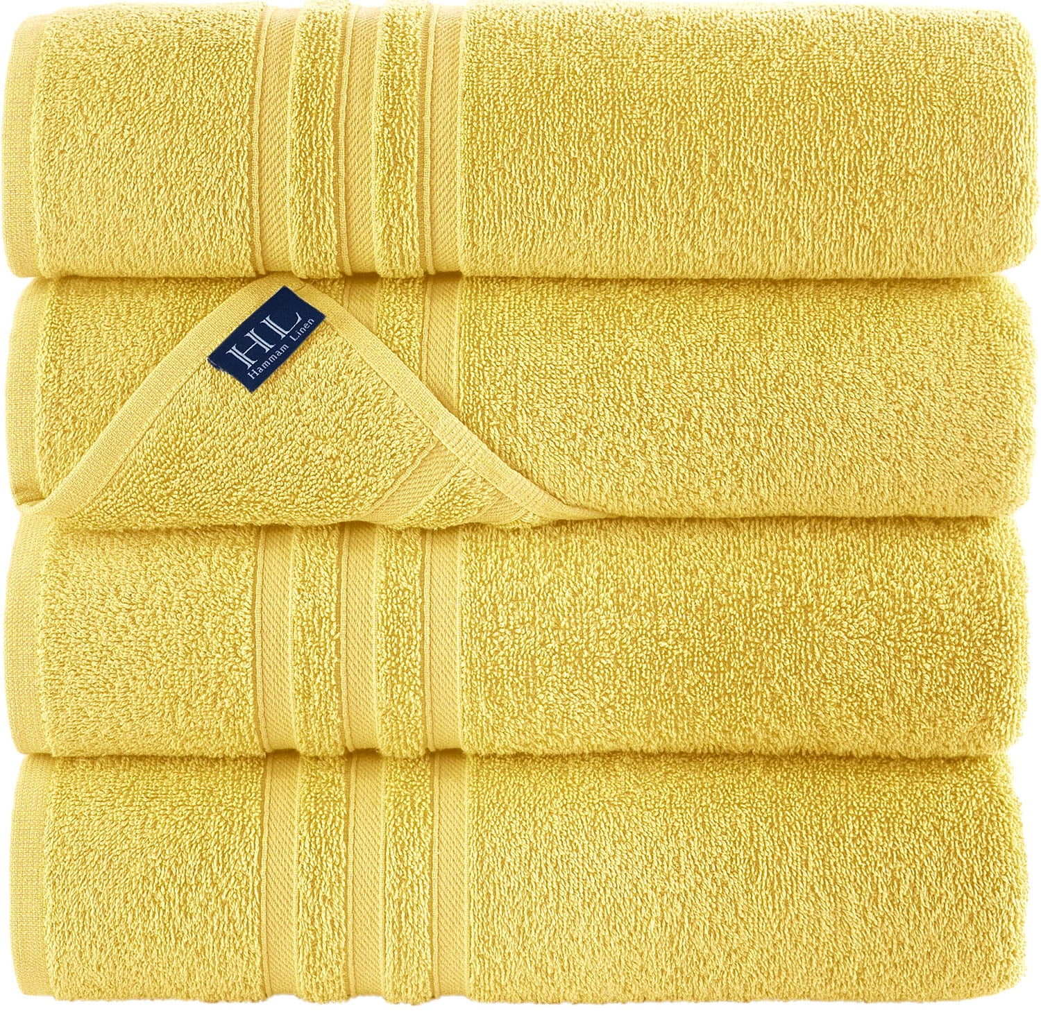 Hammam Linen Yellow Bath Towels 4 Pieces Luxurious Turkish Cotton