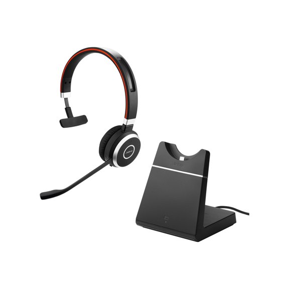 Jabra Evolve 65 SE UC Mono - Headset - on-ear - Bluetooth - wireless - USB - with charging stand - Optimized for UC
