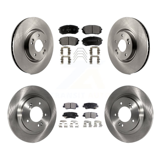 Transit Auto Front Rear Disc Brake Rotors and Semi-Metallic Pads Kit for Car 2016 Hyundai Sonata GAS engine with Electric Parking K8F-101419
