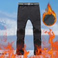thumbnail image 4 of Men's Casual Pants Men's Solid Hiking Trousers Windproof Work Trousers Warm Lined Trekking With Pockets Outdoor Fitness Softshell Black 2XL, 4 of 4