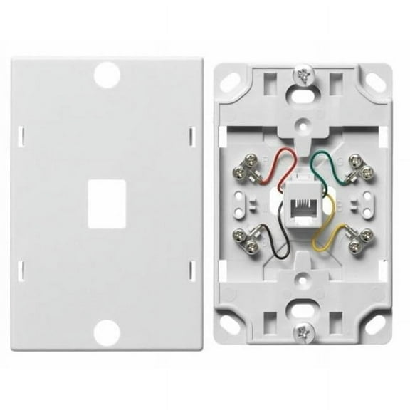 6-Position & 4-Conductor Telephone Wall Jack, White