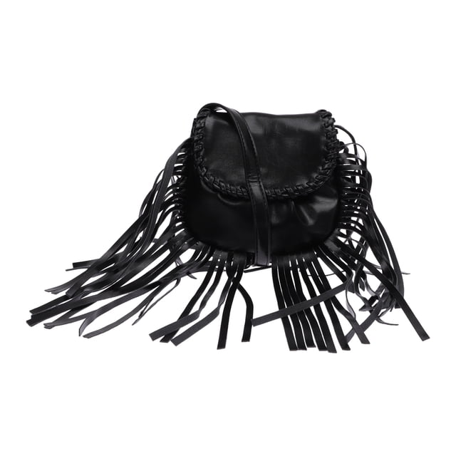 BOLSA DAMA CASUAL CON ASA Y BARBAS LARGAS NEGRA