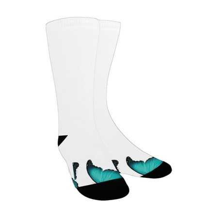 

Turquoise Decor Butterflies Morphs Pattern Spring Sunny Day Warm Weather Free Enjoyment Custom Socks for Women