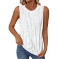 thumbnail image 3 of TaTaai Spring Summer Solid Color Sleeveless Top for Women Round Neck Pleated Court Style Vest Casual Blouse Loose Fit Comfy Daily Vacation Outfits Gift, 3 of 9