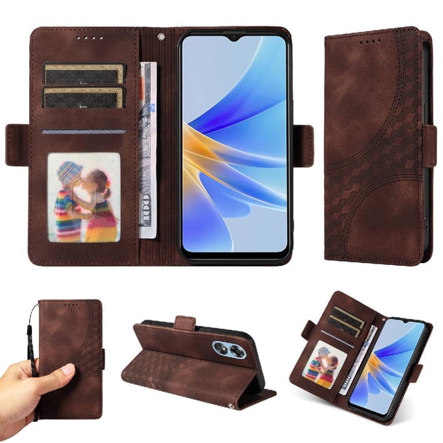 Funda GANGXUN para OPPO A17 4G con diseño acolchado elegante, cuero PU, protección total y ajuste preciso