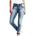 thumbnail image 1 of YDLCAFD Ripped Bootcut Jeans Mid Rise Flare Bottoms Vintage Distress With Pockets M, 1 of 9