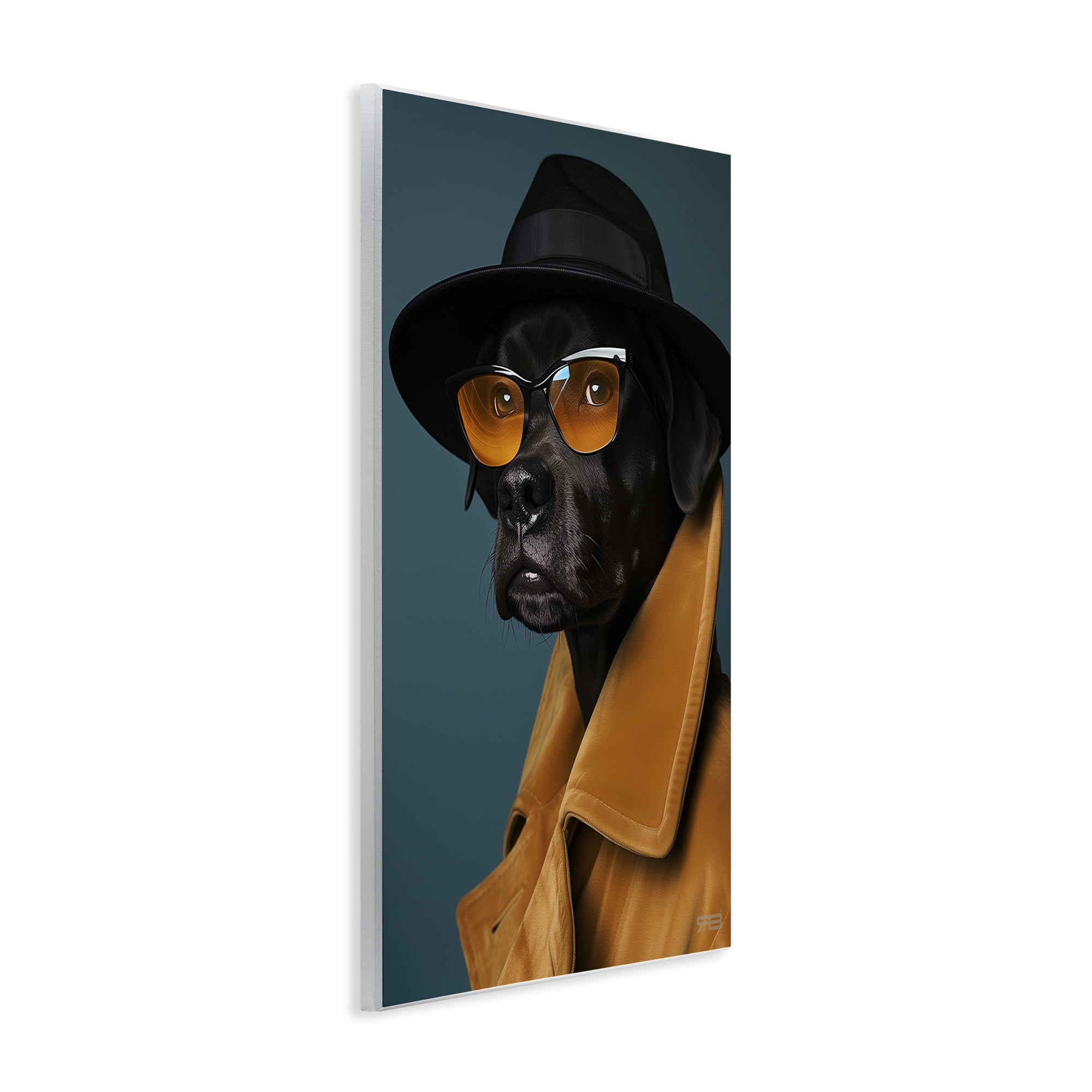 Stupell Industries Black Dog in Suit Animals & Insects Painting Unframed Art Print Wall Art, 10 x 15