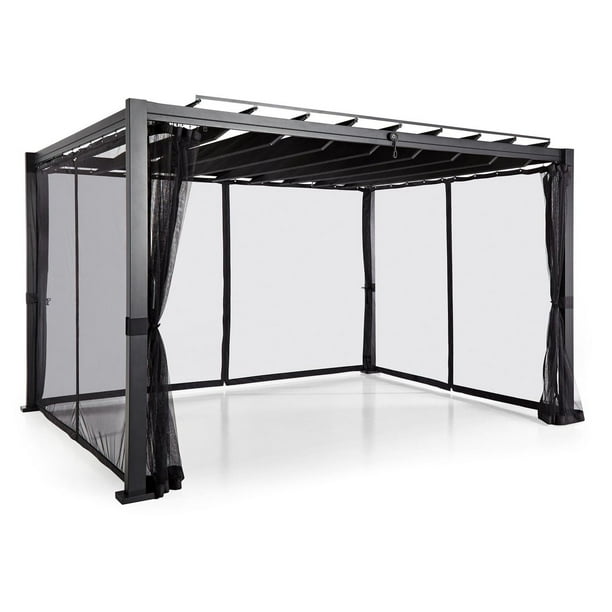 HOMETRENDS 8 ft. x 10 ft. Steel & Aluminum Louvered Pergola, Black