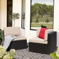 thumbnail image 5 of Devoko 2 Pieces Patio Sectional Set Outdoor Rattan Loveseat with Cushions & Red Pillow, Beige, 5 of 6