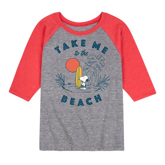 Peanuts - Take Me To The Beach - Toddler And Youth Raglan Graphic T-Shirt