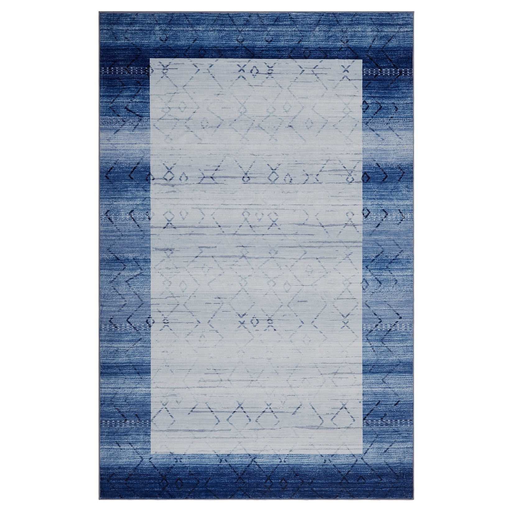 Haperlare Bordered Rug 5'x7' Modern Geometric Area Rug Non Slip Low