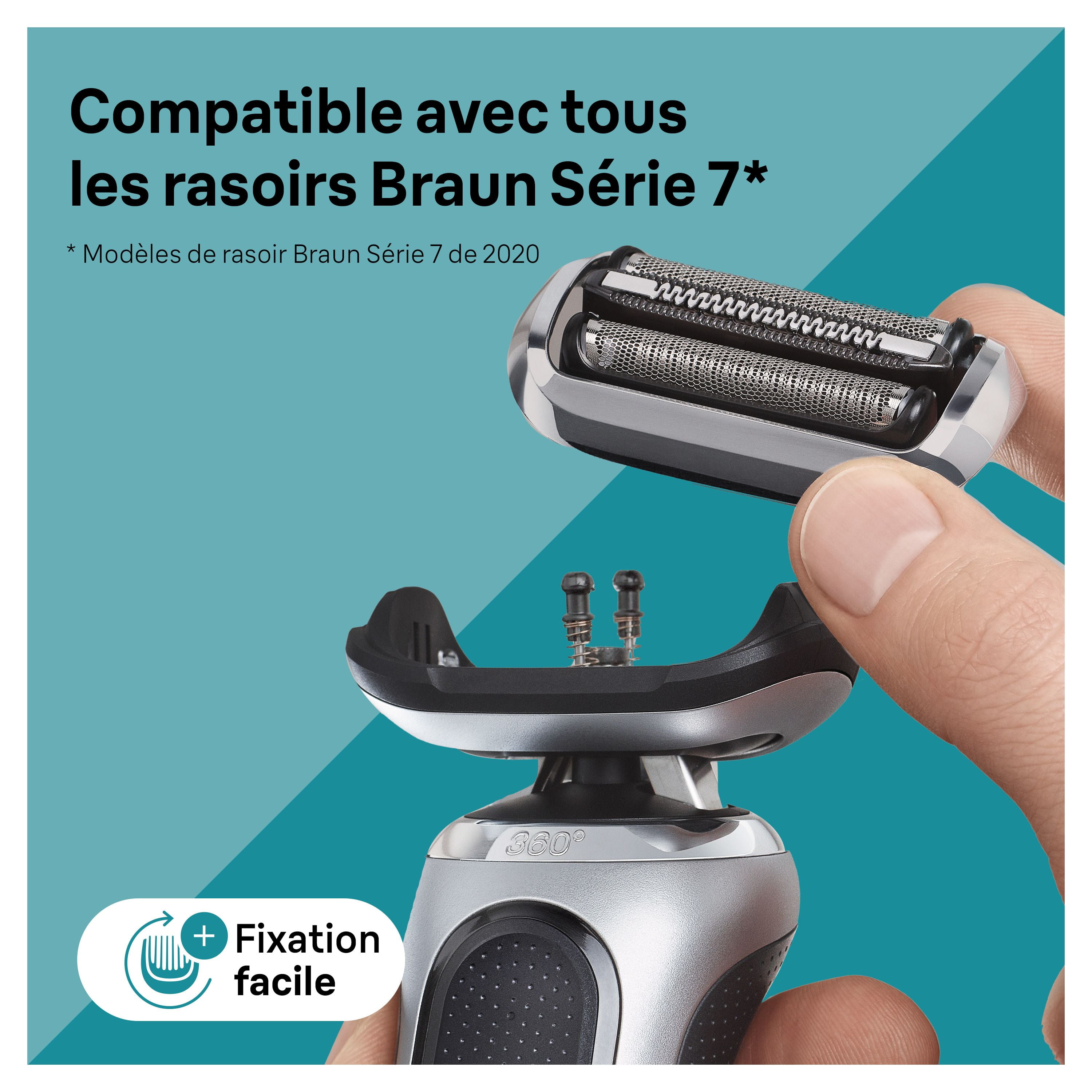 Tête de rechange pour rasoir électrique Braun Series 7, fixez facilement la tête de votre rasoir pour un rasage aussi efficace qu’au premier jour, compatible avec la nouvelle génération de rasoirs Ser