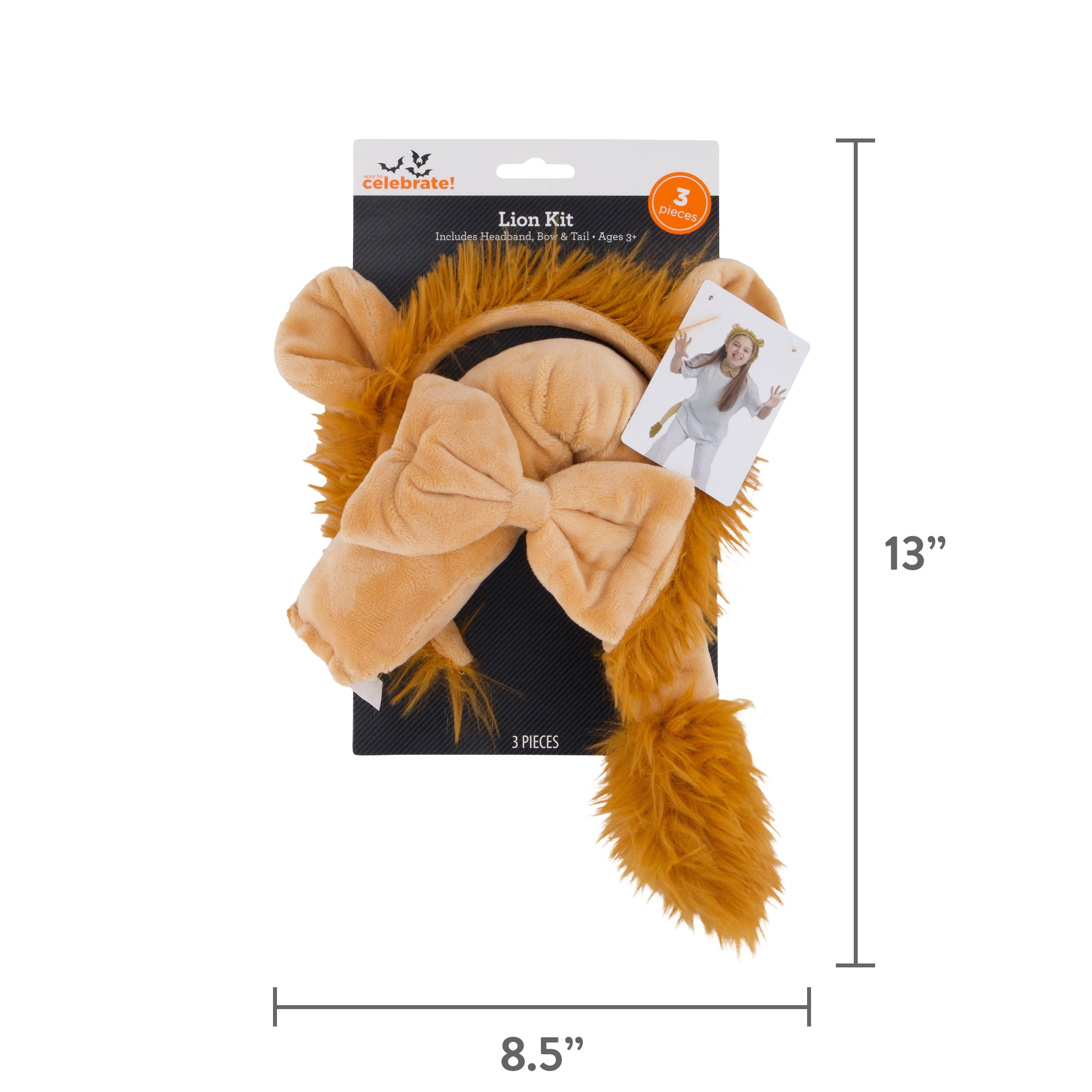Lion Costume Accessory Kit for Children, Brown, 3 Pieces, Halloween by Way To Celebrate
