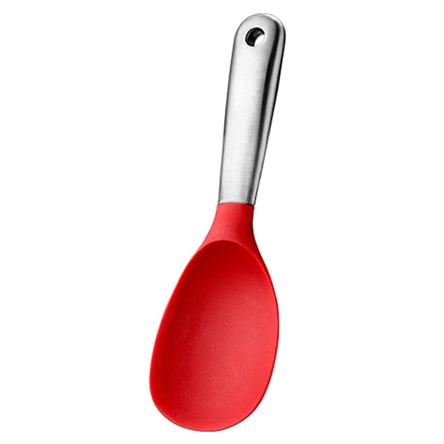 Cuchara de servicio de silicona 1 pieza Cuchara de servicio resistente al calor Cuchara de arroz de silicona de acero inoxidable Cuchara de autoservicio Cuchara de servicio grande La paleta de arroz
