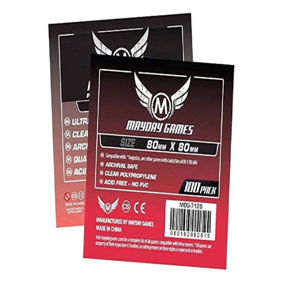 Manches Carrées pour Cartes - Standard Moyen (80mm x 80mm) (100 Manches par Pack)