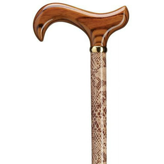 Walking Cane Snake Skin (Simulated) Walking Cane with scorched Wood Derby Handle