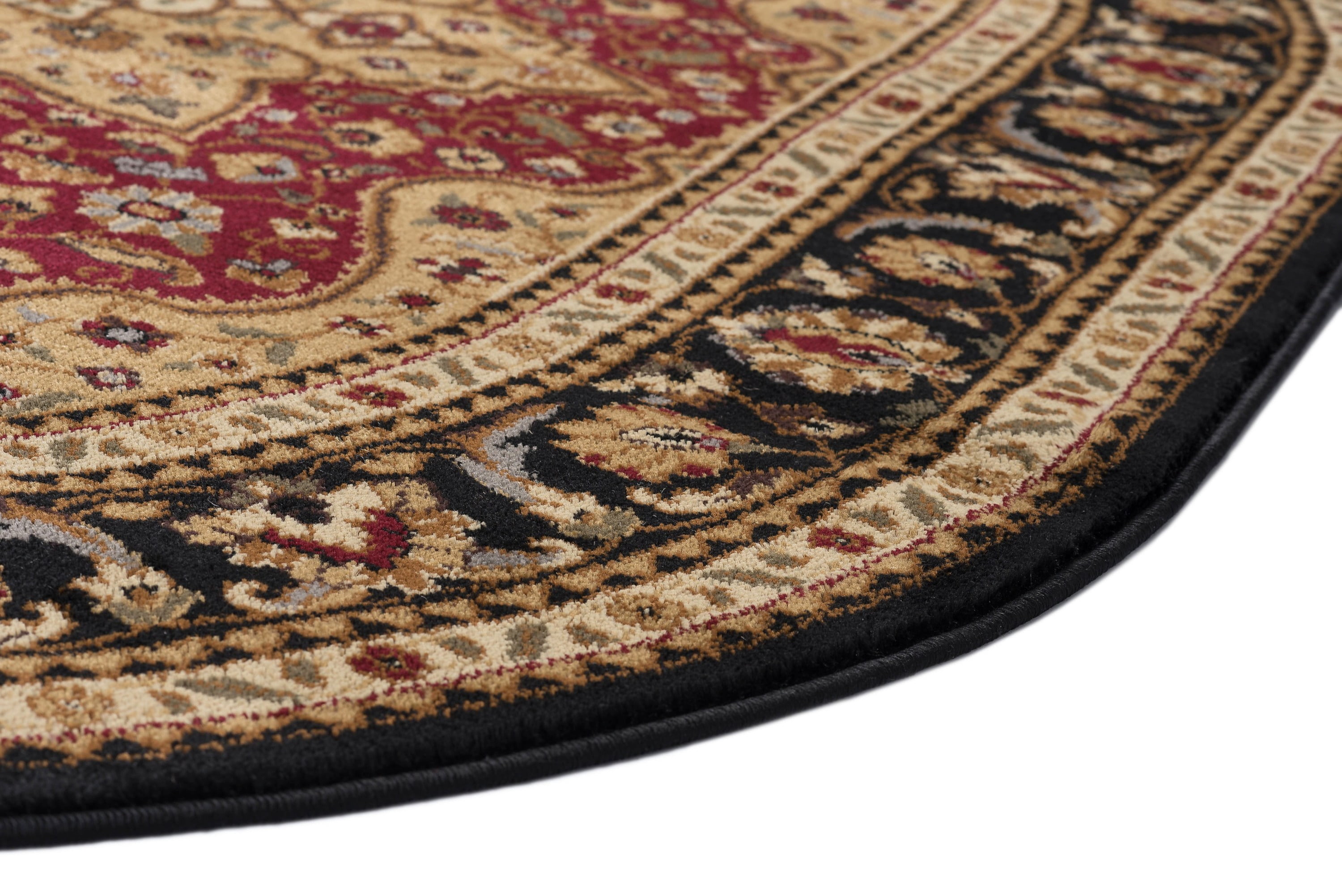 Traditional Area Rug (6'7'' x 9'6'' Oval) Oriental Red, Black Living Room Easy to Clean