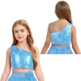 thumbnail image 6 of iiniim Girls Sparkly Sequin Sleeveless Off Shoulder Crop Top Dancewear for Party Club Blue 6, 6 of 7