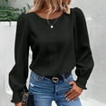 thumbnail image 2 of Womens Blouses Long Sleeve Shirt Women Casual Fashion Solid Color Button T-Shirt Long Sleeves One Shoulder Top Blouse Tops Black-1 XL, 2 of 5