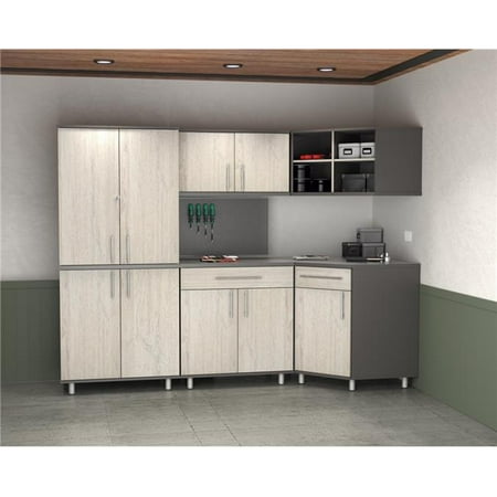 

Inval America Kratos 5-Piece Engineered Wood Corner Garage Cabinet Set in Gray