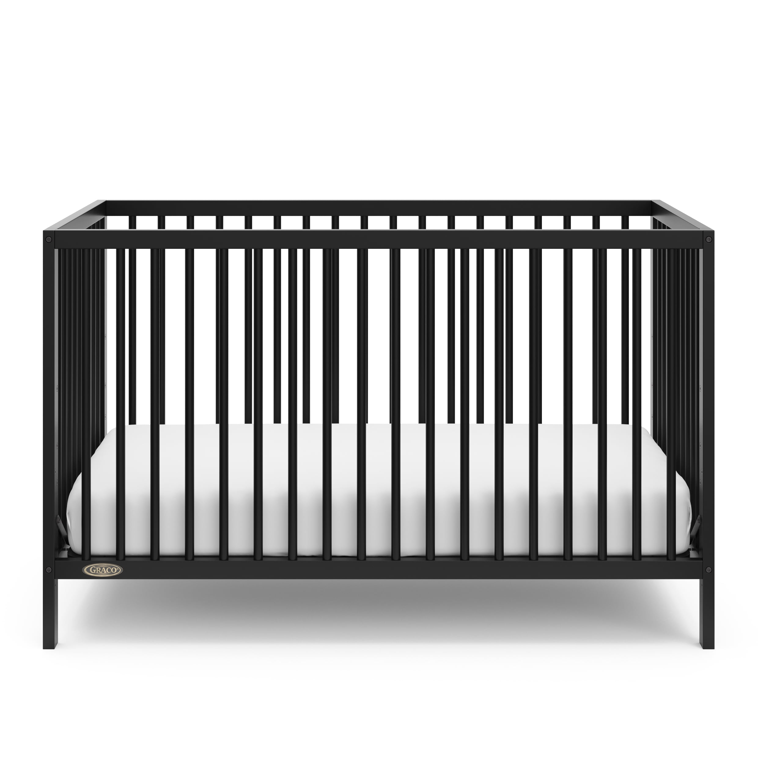 Graco Teddi 5-in-1 Convertible Crib and Premium Crib & Toddler Mattress Bundle, Black