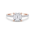 thumbnail image 2 of AFFY Asscher Cut White Cubic Zirconia Engagement Promise Ring in 14k Rose Gold over Silver-5.5, 2 of 6