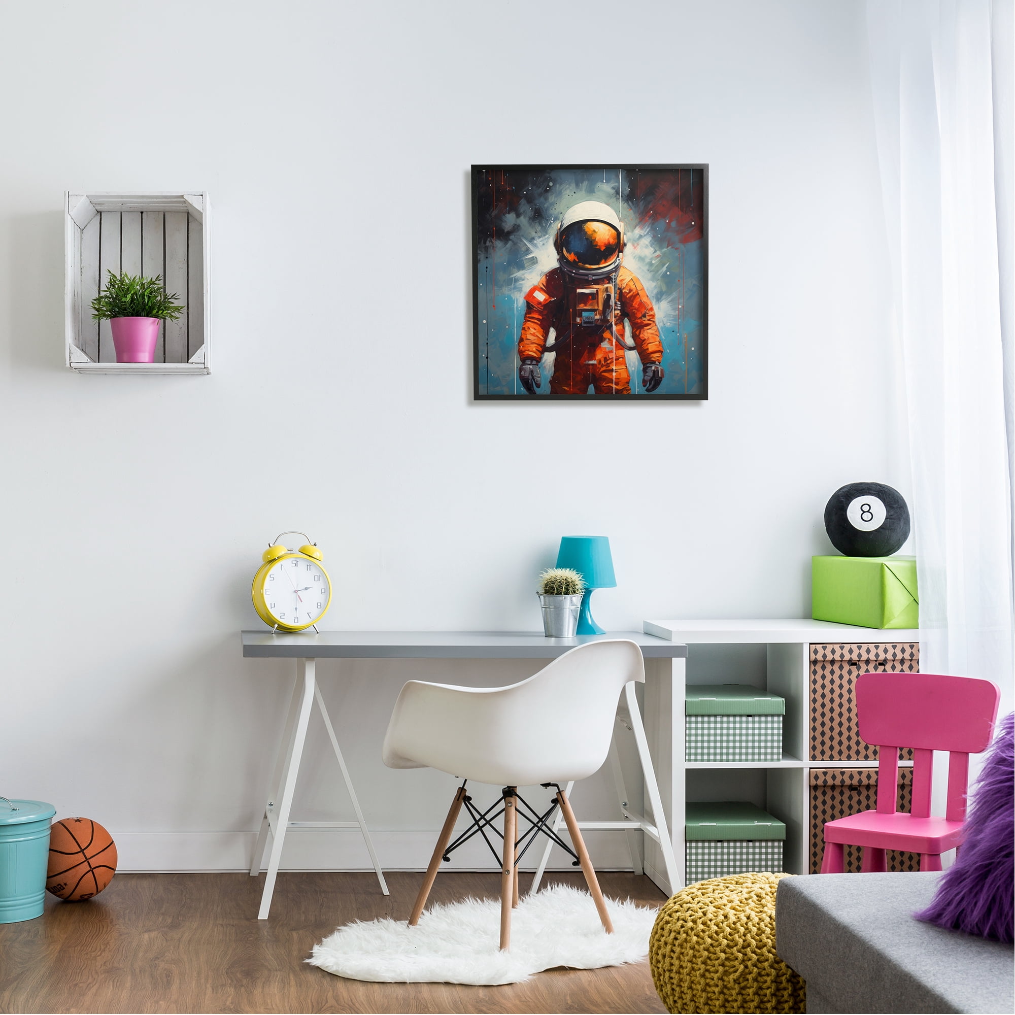Stupell Industries Abstract Astronaut Portrait Abstract Painting Black Framed Art Print Wall Art, 24 x 24