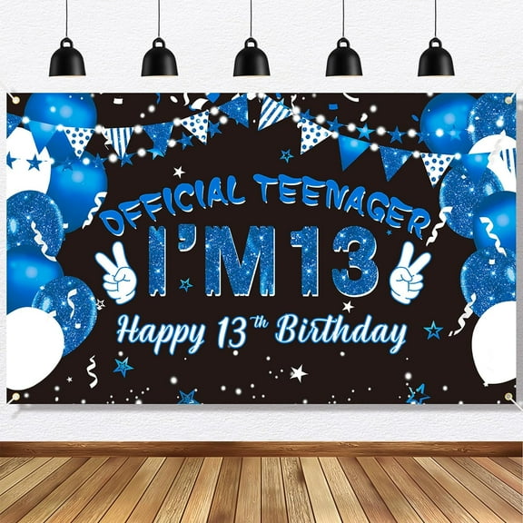13th Birthday Decorations for Boys Official Teenager I’m 13 Banner, Happy 13th Birthday Banner Cheers 13 Birthday Party Supplies 6 x 3.6ft