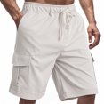 thumbnail image 5 of Havenre Mens Casual Twill Cargo Shorts Regular Fit Casual Summer Cotton Drawstring Elastic Waist Classic Cargo Stretch Short with Multi-Pockets Gray XXL, 5 of 9