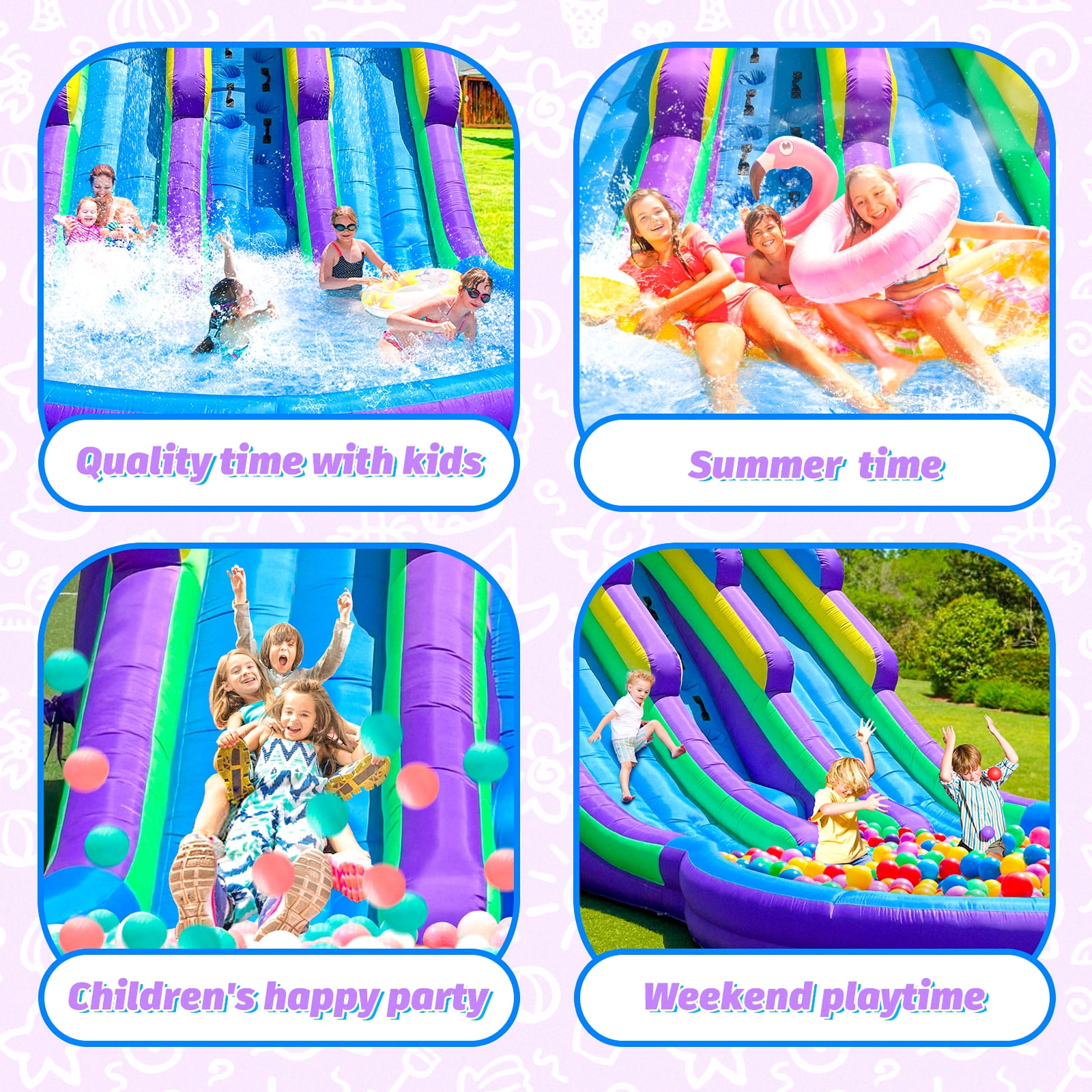 21FT Inflatable Double Water Slide with Splash Pool & Air Blower, Oxford Fabric Wet & Dry Backyard Water Slide for Kids & Adults