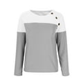 thumbnail image 6 of Kaemgyyd Shirt for Women Fall Fashion Clothing Long Sleeve Tops for Women Casual Loose Color Block Basic Tee with Button, 6 of 7