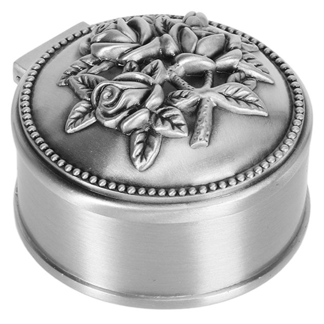 Joyero de metal vintage ANGGREK Caja de Baratijas Redonda Para pendientes