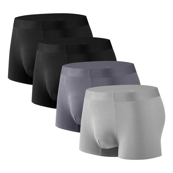 Zylanna Men's Boxer Briefs, 4-Pack Breathable Stretch Ice Silk Underwear for Men Oversized Black Size 3XL