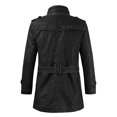 thumbnail image 4 of Holloyiver Men's Fashion Casual Warm Fit Thick Leather Long Jacket Long Sleeve Lapel Pocket Zipper Fit Top Coat Black, 4 of 4