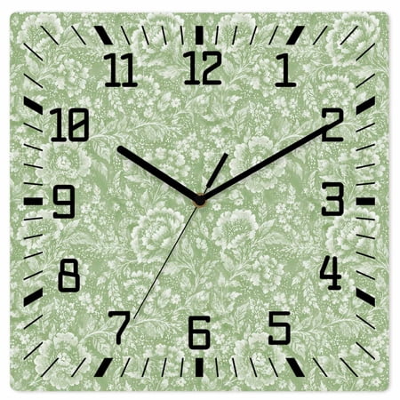 Wall Clock Sage Green Damask Floral Operated Square Clocks Wooden Silent Non Ticking Wallclock 10 Inch Spring Wall Clock Sage Green Damask Floral Operated Square Clocks Wooden Silent Non Ticking Wallclock 10