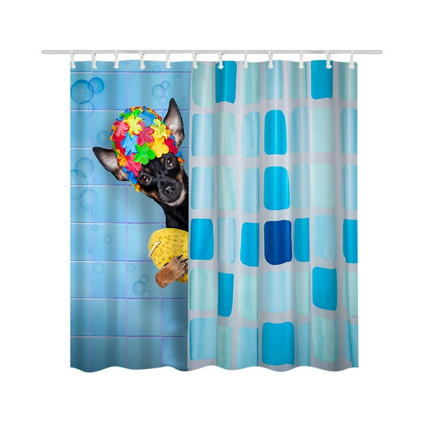 Yhmxh Cortina de ducha estampada de poliéster, resistente al moho, para baño y como separador de ambientes, 150 x 180 cm.