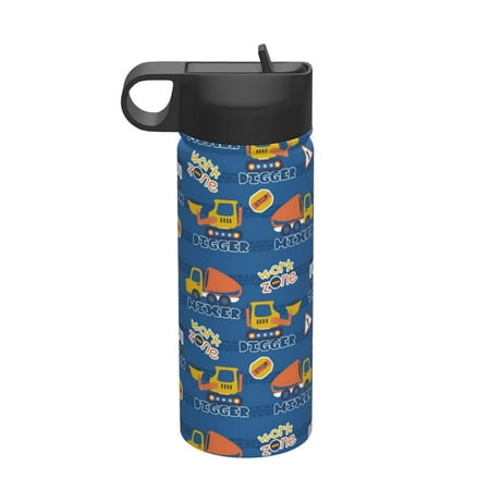 

Adobk Construction Vehicles Print Water Bottle 18oz Sports Insulated Kettle for Cycling Gym Basketball Outdoor Suitable as a Present