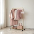 thumbnail image 3 of LEDREM Garment Rack, Closet Organizer with Shoe Storage, 110lb Capacity for Bedroom, Gold, 3 of 6