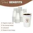 thumbnail image 4 of [1000 Pcs] 12oz White Disposable Hot Paper Coffee Cups – Leak-Proof, Recyclable, Food Safe to-Go Cups for Tea, Espresso, Hot Chocolate, Office & Events, 4 of 7